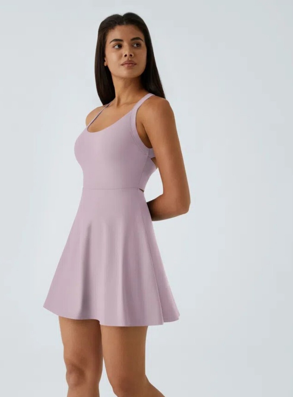 HALARA Softly Zero Backless Twisted Easy Peezy Lilac Fit & Flare Midi Dress